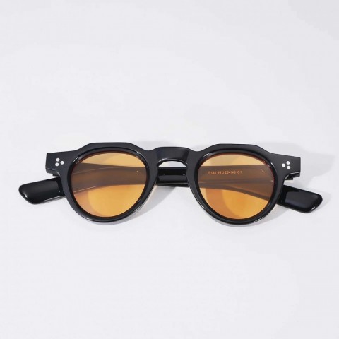 Z250402 Men's Advanced Retro Round Thick Frame UV400 Sunglasses