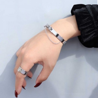 Handcuff Style Titanium Steel Adjustable Bracelet for Women - 2021 New Arrival Q0720