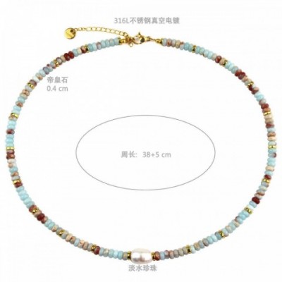 Youfei Women's Minimalist Freshwater Pearl Pendant Necklace with Shoushan Stone Beads