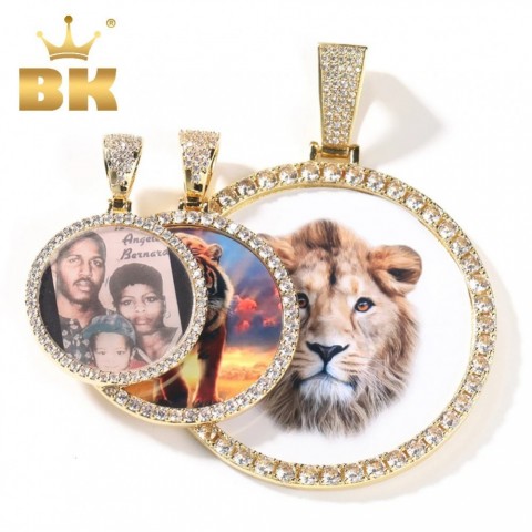 THE BLING KING Engraved Oversize PO Pendant Necklace for Unisex