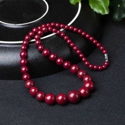 Natural Red Jade Beads Necklace with Cinnabar Tower Chain for Women