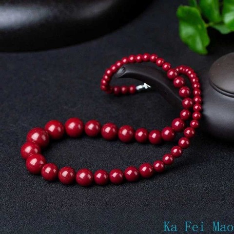 Natural Red Jade Beads Necklace with Cinnabar Tower Chain for Women