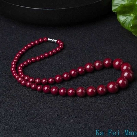 Natural Red Jade Beads Necklace with Cinnabar Tower Chain for Women