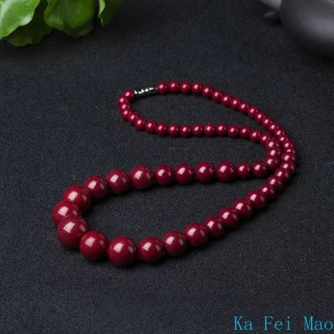 Natural Red Jade Beads Necklace with Cinnabar Tower Chain for Women