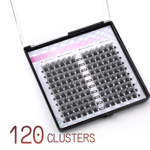 FinyDreamy 120 PCS DIY D Curl Cluster Lashes 3D Natural Bunch 16mm Mink Tufted Eyelash Fine Tip for Women