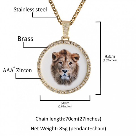 THE BLING KING Engraved Oversize PO Pendant Necklace for Unisex