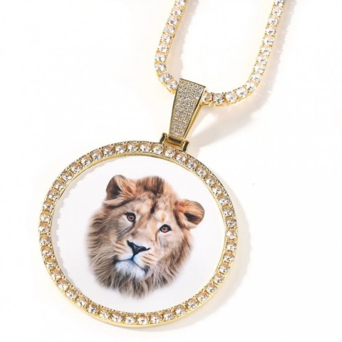 THE BLING KING Engraved Oversize PO Pendant Necklace for Unisex