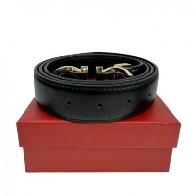 Luxury Double-Sided Smooth Brown Belt for Unisex with Alloy Metal Buckle