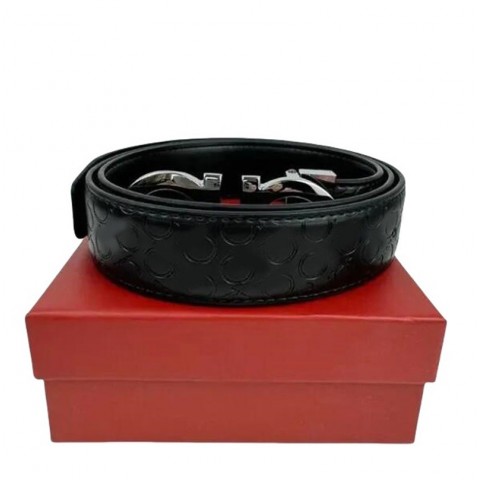 Luxury Double-Sided Smooth Brown Belt for Unisex with Alloy Metal Buckle