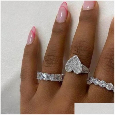 Luxury 2022 Bohemian Sterling Silver Wedding Rings with Blue CZ Diamonds for Women