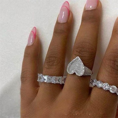 Luxury 2022 Bohemian Sterling Silver Wedding Rings with Blue CZ Diamonds for Women