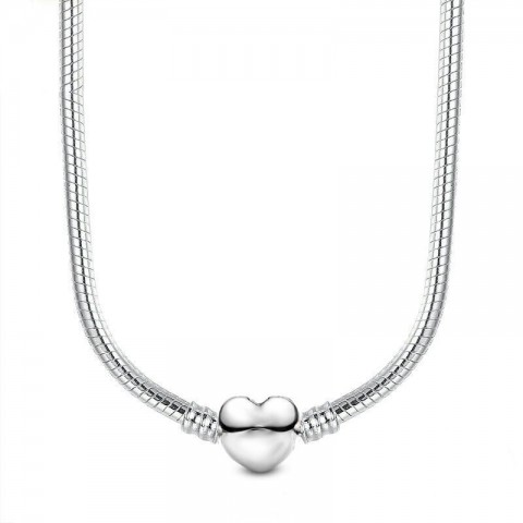 S925 Silver Heart Pendant Necklace - Unisex Cuban Link Chain Jewelry