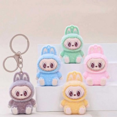 Sitting Labubu Boy Keychain, Resin Pvc Toy, Classic Car Pendant Gifts