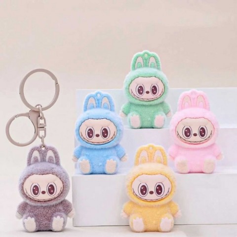 Sitting Labubu Boy Keychain, Resin Pvc Toy, Classic Car Pendant Gifts