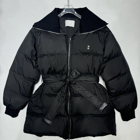 Women's Stylish Down Jacket with Belt for Winter Warmth