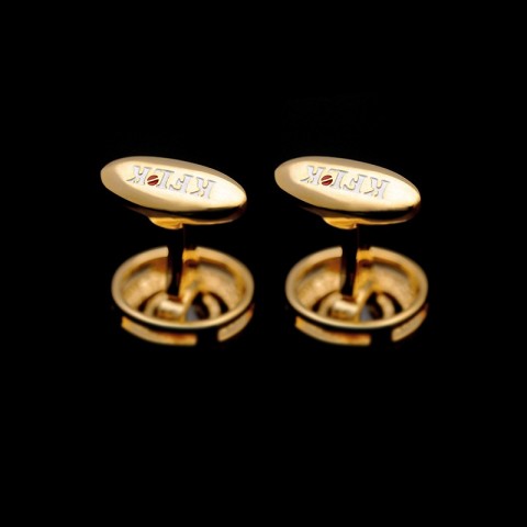 Luxury Gold-Plated Men's Cufflinks with Black Gemstones for Easter