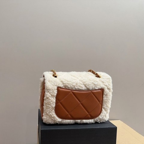 Luxury Women's Tech Fleece Shoulder Bag with Chain Detail