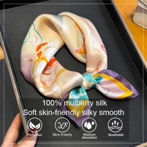 Silk Deer Print Scarf for Women - 100% Mulberry Silk Luxury Square Scarf