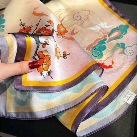 Silk Deer Print Scarf for Women - 100% Mulberry Silk Luxury Square Scarf