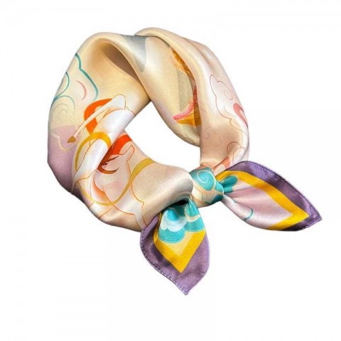 Silk Deer Print Scarf for Women - 100% Mulberry Silk Luxury Square Scarf