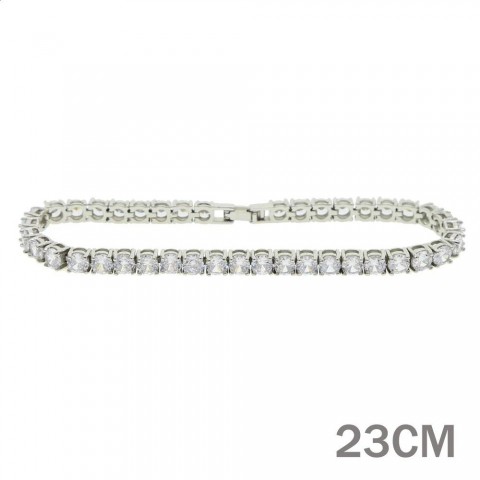 5A CZ Zircon Charm Anklet in Rose Gold & Silver with Pink CZ Stones - Women's Bling Tennis Chain