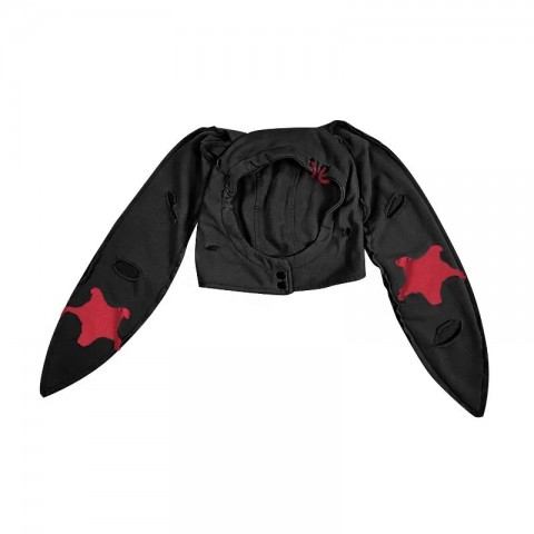 Punk Style Red and Black Scarf with Rabbit Ear Hat for Women