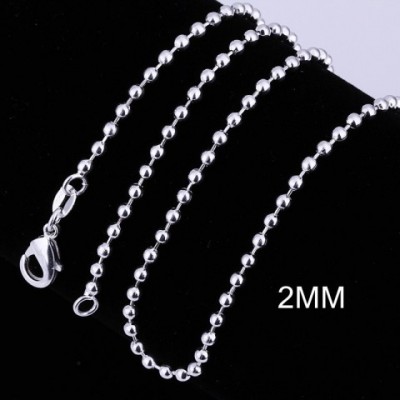 Plated Silver Popcorn Chain Necklace for Women 16-30 Inches