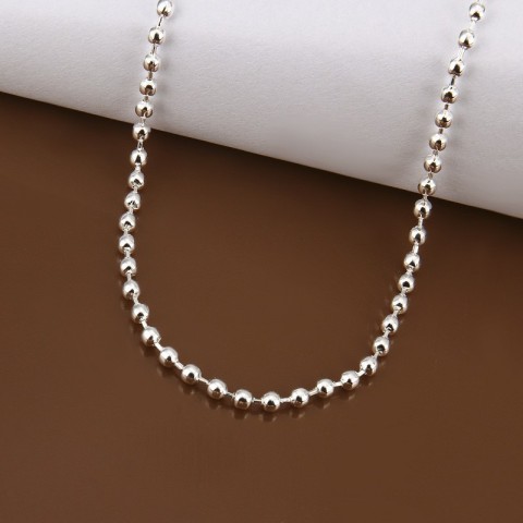 Plated Silver Popcorn Chain Necklace for Women 16-30 Inches