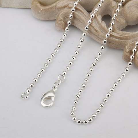 Plated Silver Popcorn Chain Necklace for Women 16-30 Inches