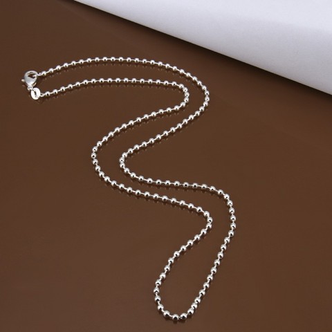 Plated Silver Popcorn Chain Necklace for Women 16-30 Inches