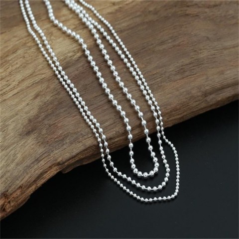 Plated Silver Popcorn Chain Necklace for Women 16-30 Inches