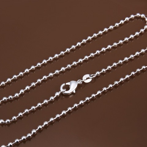 Plated Silver Popcorn Chain Necklace for Women 16-30 Inches
