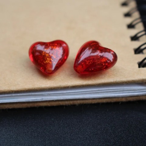 Handmade Shiny Powder Heart Lamp Beads 10Pcs 12mm 16mm 20mm Multi-Color for Gothic Jewelry