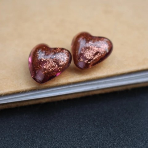 Handmade Shiny Powder Heart Lamp Beads 10Pcs 12mm 16mm 20mm Multi-Color for Gothic Jewelry