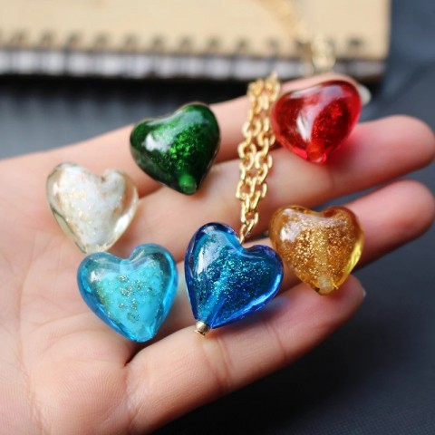 Handmade Shiny Powder Heart Lamp Beads 10Pcs 12mm 16mm 20mm Multi-Color for Gothic Jewelry