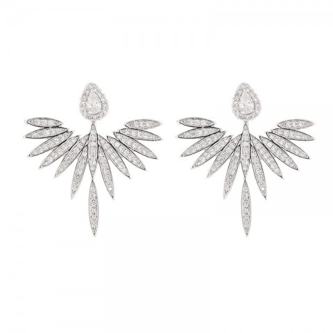 Handmade Chocuong Stud Earrings with White Cubic Zirconia for Women