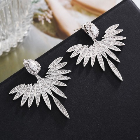 Handmade Chocuong Stud Earrings with White Cubic Zirconia for Women