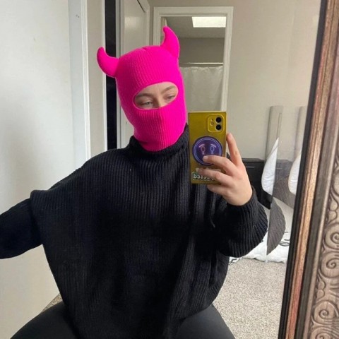 Y2K Fashion Monster Ears Balaclava with Warm Solid Color Beanie