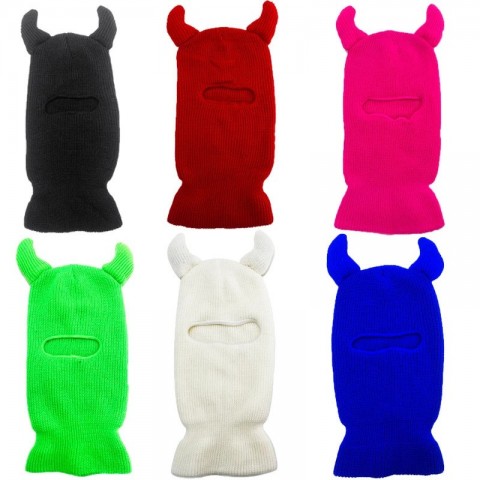 Y2K Fashion Monster Ears Balaclava with Warm Solid Color Beanie