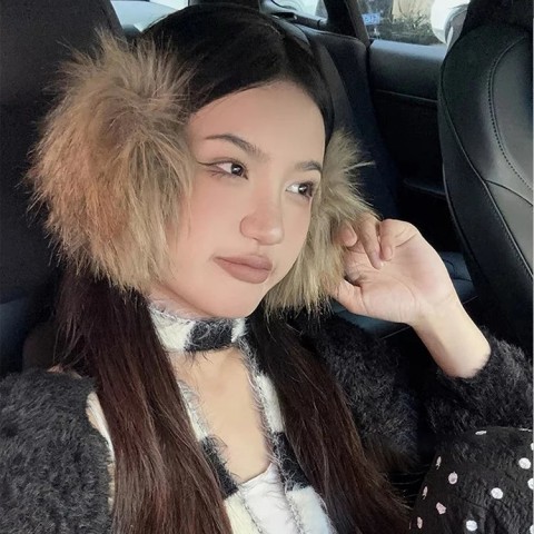 Y2K Plush Ear Muffs for Women - Warm & Cute Fur Earmuffs
