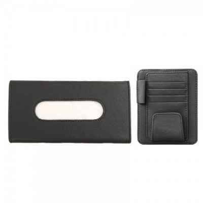 supzcws Car Sun Visor Organizer Set with PU Leather Tissue Box & Card Holder