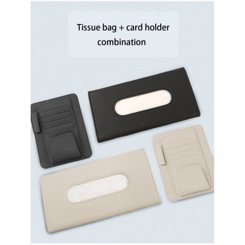 supzcws Car Sun Visor Organizer Set with PU Leather Tissue Box & Card Holder