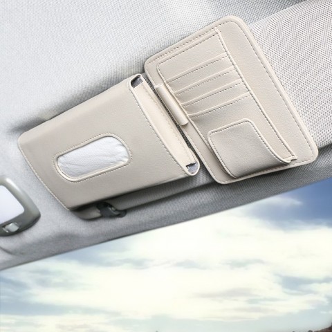 supzcws Car Sun Visor Organizer Set with PU Leather Tissue Box & Card Holder
