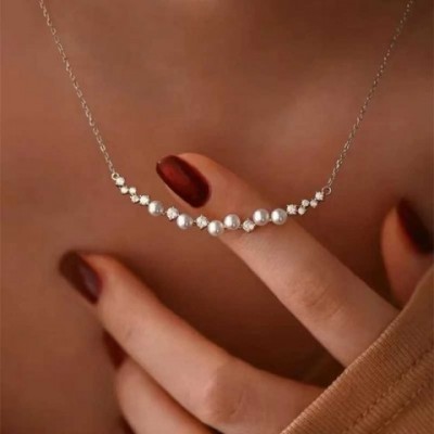 Elegant 925 Sterling Silver Pearl Zircon O-Chain Pendant Necklace for Women, Wholesale Fine Jewelry