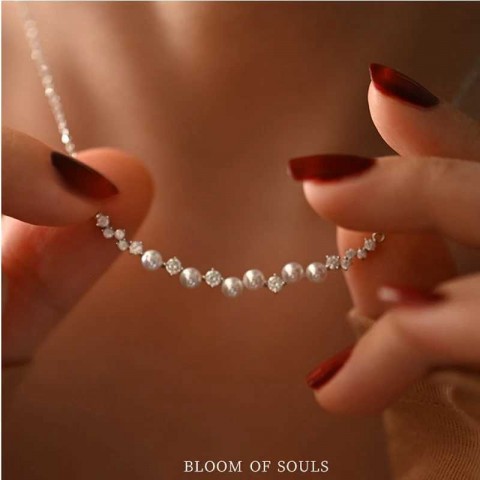 Elegant 925 Sterling Silver Pearl Zircon O-Chain Pendant Necklace for Women, Wholesale Fine Jewelry